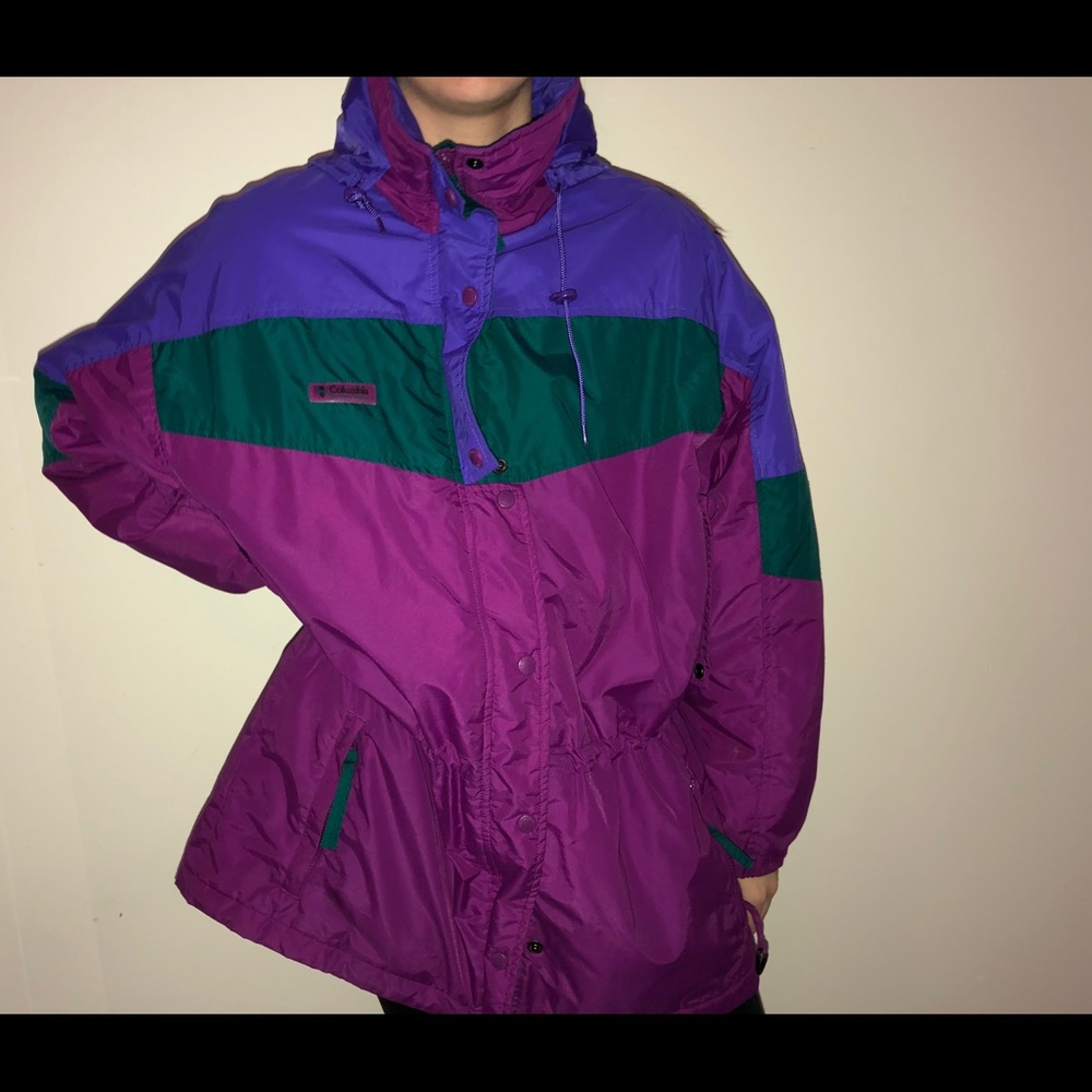 Green, Purple and Pink Puffer Jacket